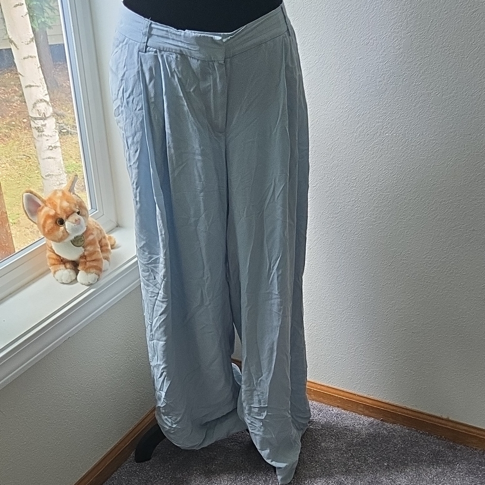 Rachel Zoe Light Blue Silk Wide Leg Pants